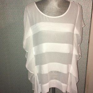 Miilla White Sheer Bat Wing Sleeveless Blouse S